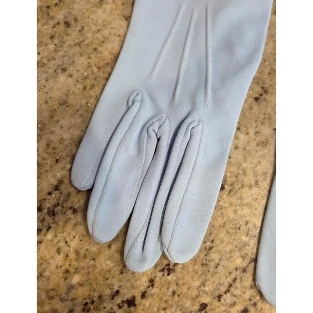 Vintage Womens Size L/XL Light Blue Nylon Formal Gloves Bridgerton